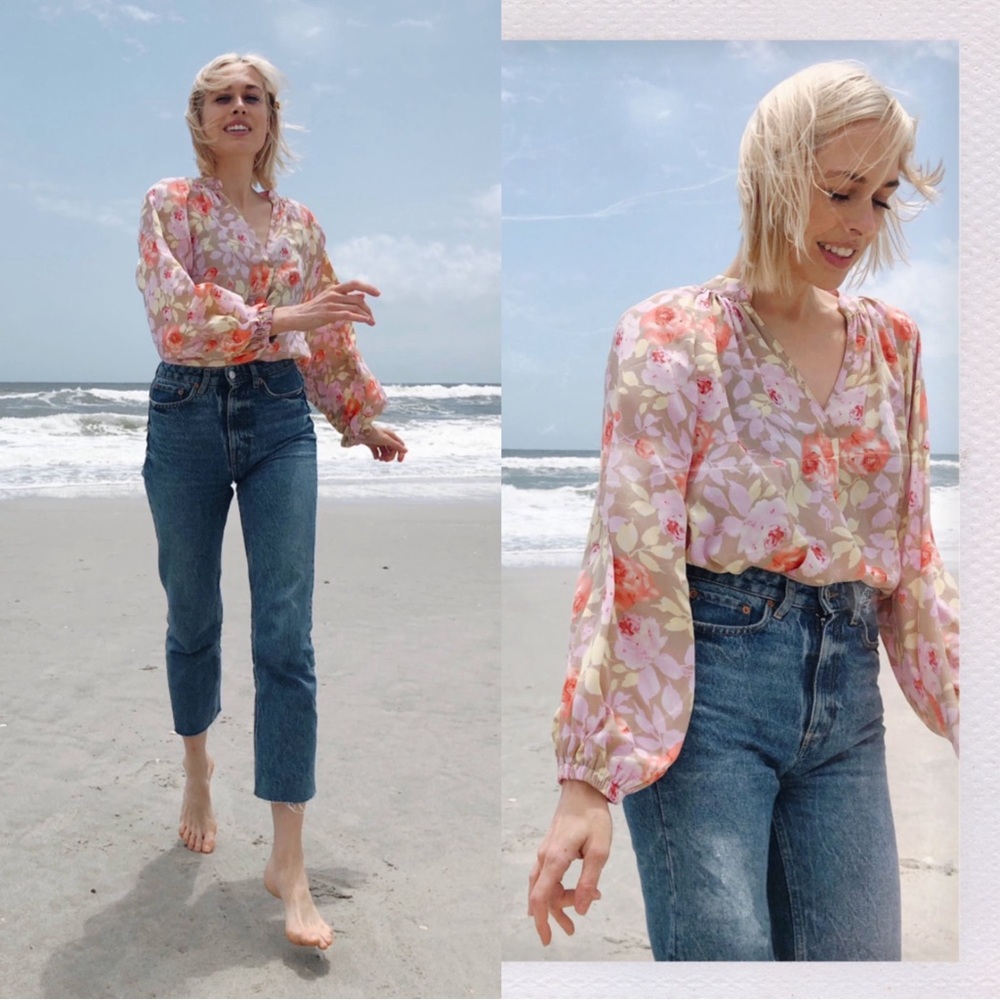 by Chapter Painterly Floral Blouse Women’s Size Small